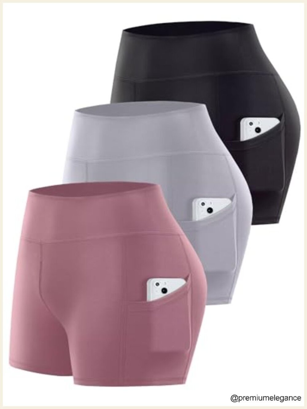 3-Pack Biker Shorts for Women with Pockets High Waist 8" Yoga Workout Athletic